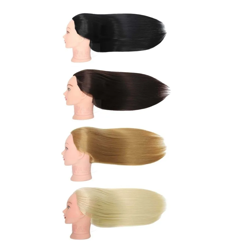 Testa di Manichino Sintetica per Adulti, Modello Creativo con Capelli Lunghi, Testa per Allenamento, Acconciatura Naturale Liscia, Unisex - immagine 4