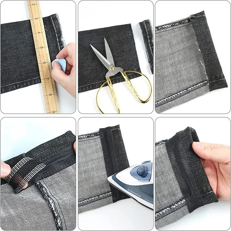 1-5M self-adhesive pants paste iron-on hem tape patch for jeans trousers no sew DIY