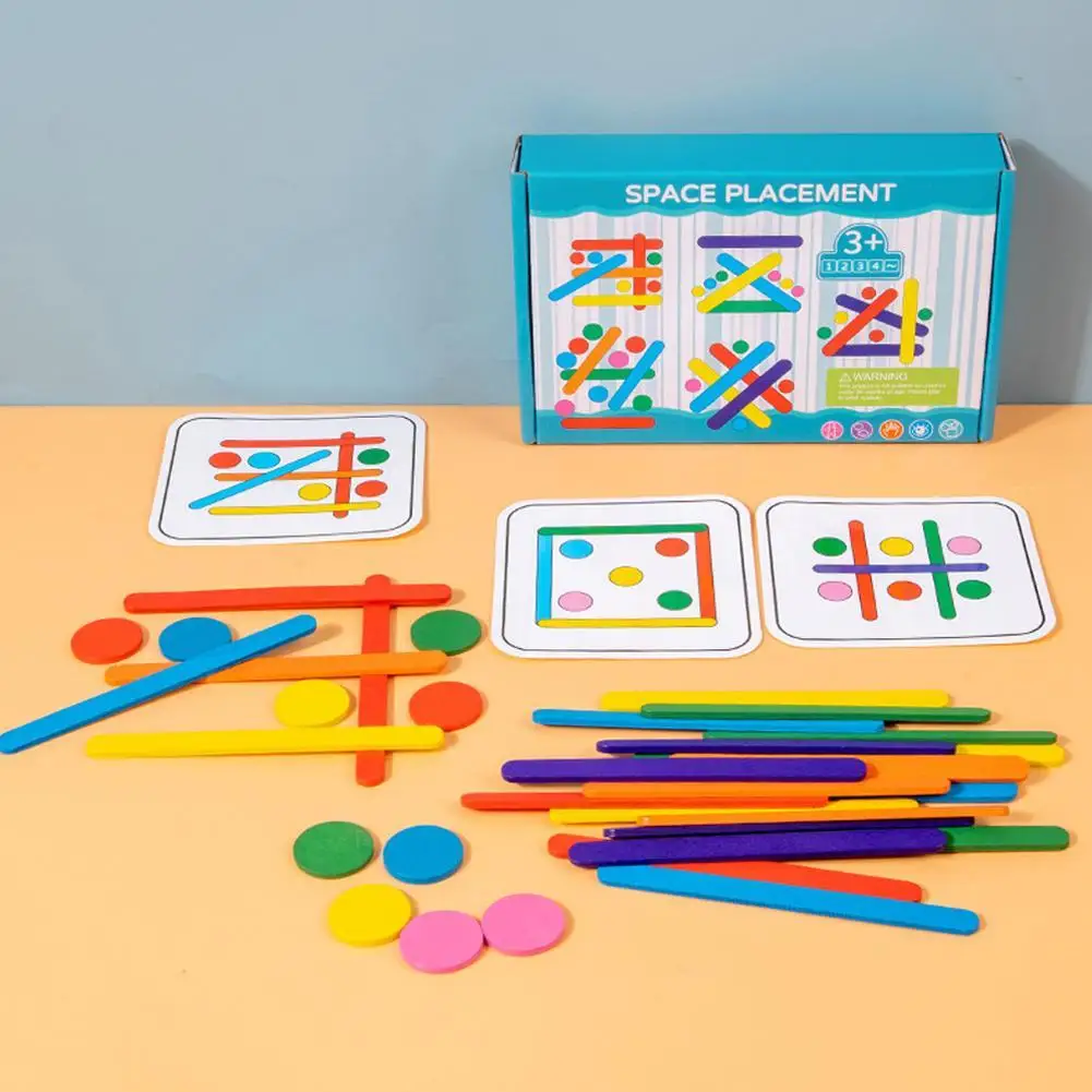 

Children Montessori Puzzle Wooden 3D Jigsaw Game Tangram Stick Geometric Shape Matching Kids Toddler Early Educational Toys