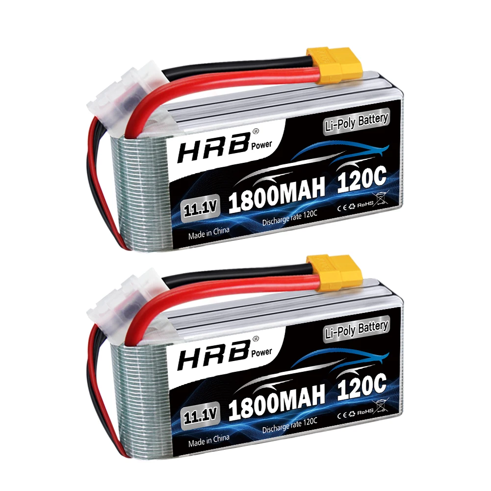 Batería LiPo HRB 11.1V 1800mAh 3S 50C Con Conector XT60 Para Drones FPV Y UAV