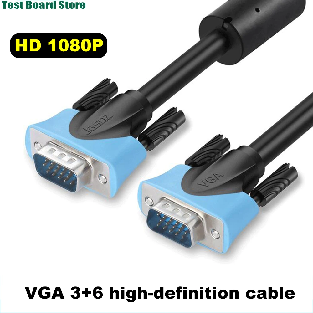 

1Pce dual ended VGA 15P braided cable male to male 1080P1 meter connecting cable for PC data host and display projector