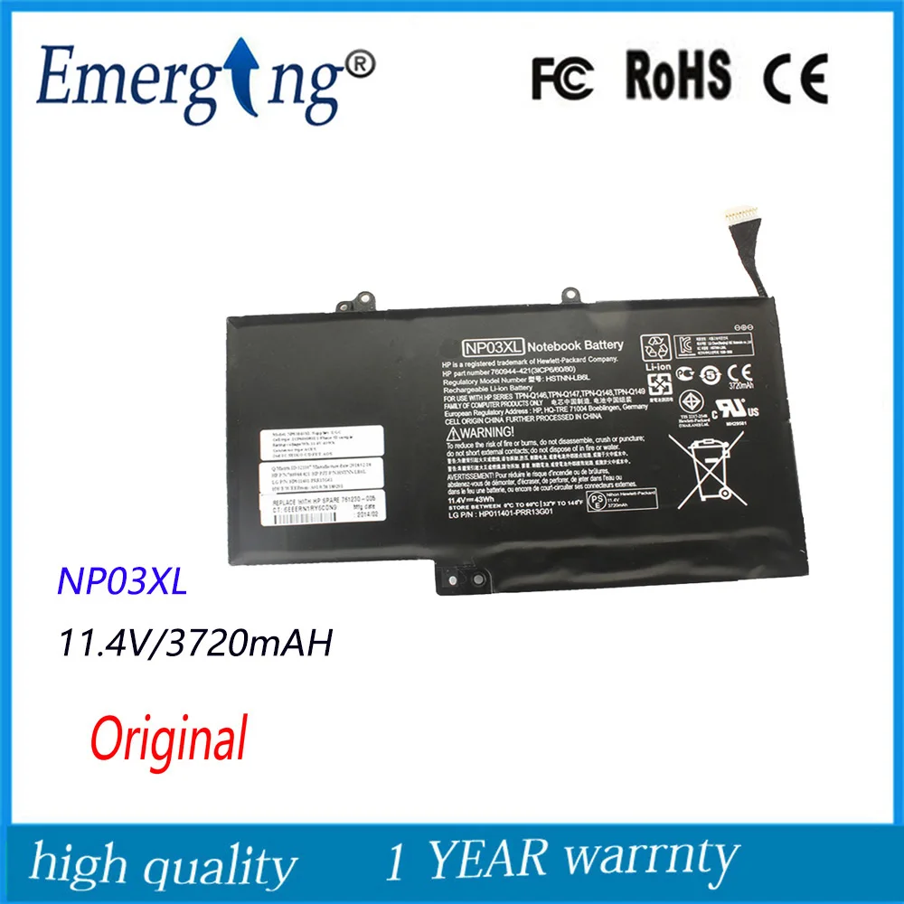 

11.3V New Original Laptop Battery for HP Pavilion NP03XL X36013-A010DX HSTNN-LB6 TPN-Q146 Q147 Q148 Q149 760944-421