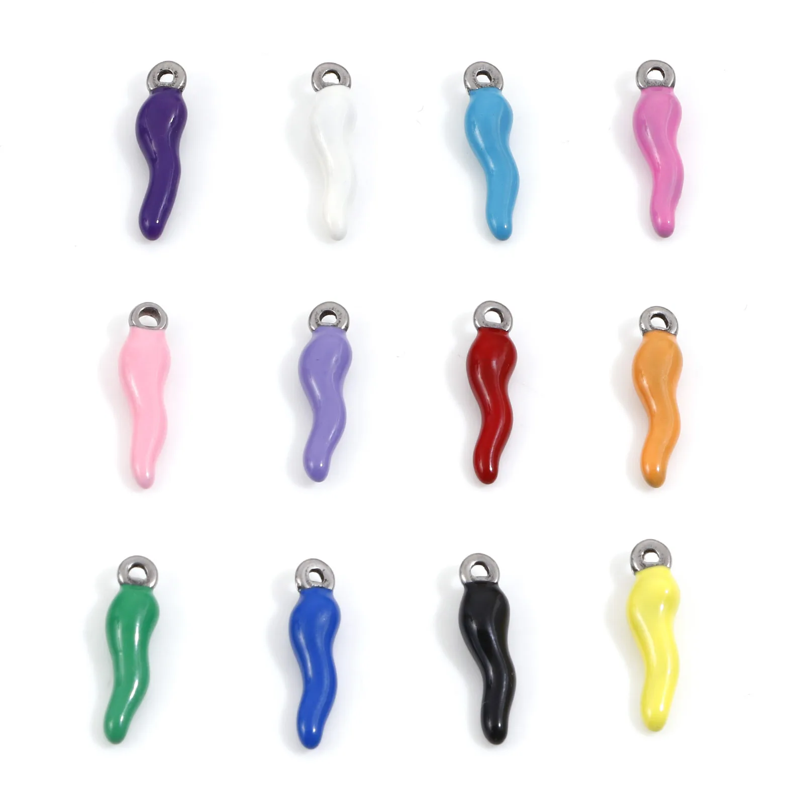 

2 шт. Новые Подвески из нержавеющей стали, многоцветные эмалированные серебряные металлические подвески Чили, ожерелье, серьги «сделай сам», ювелирные изделия 17,5 мм x 4,5 мм