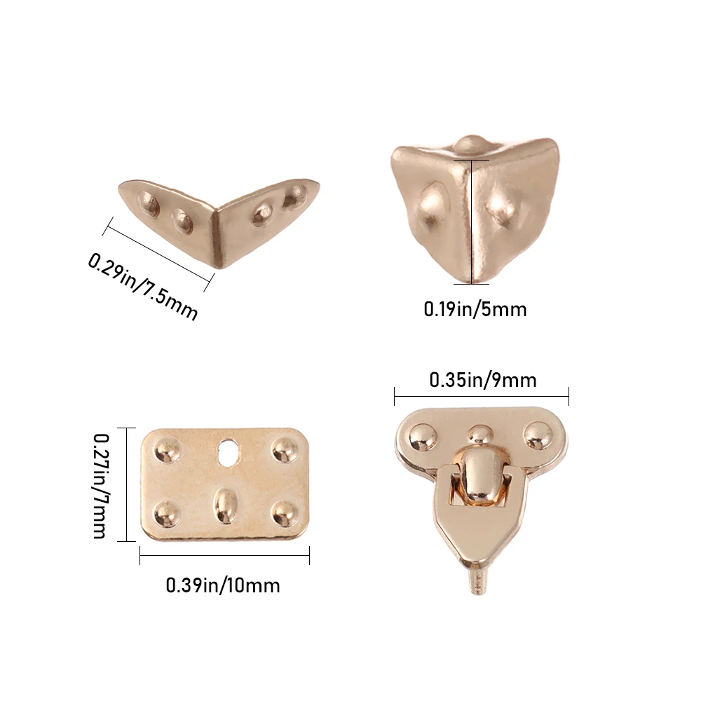 Mini Metal Crafts Doll Suitcase Box Case Corner Protector Luggage Trunk Lock Box Accessories Doll Bags Parts DIY Supplies 4Pcs