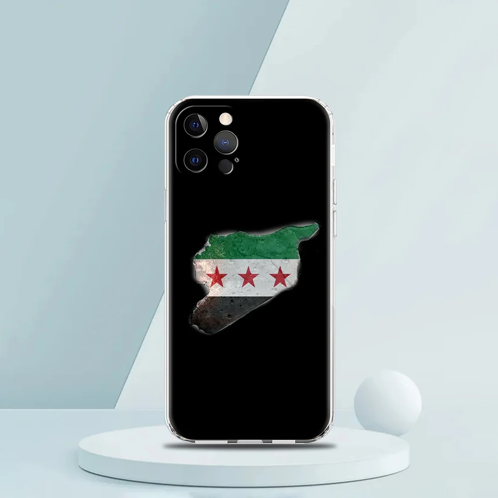Luxury Silicone Clear Phone Case with Syria Flag Design