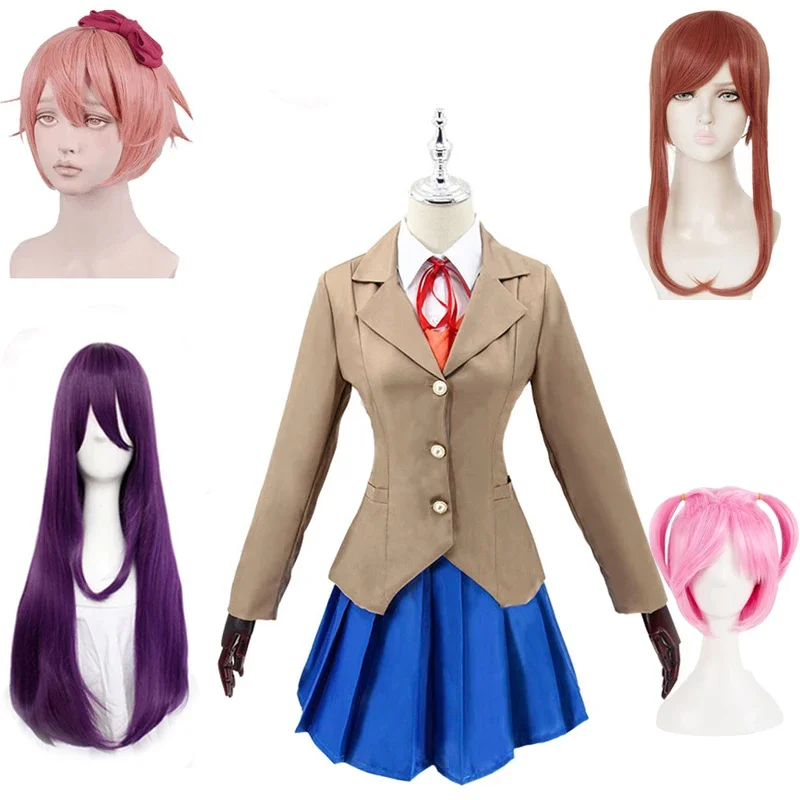 

Аниме Doki Literature Club Monika Cosplay Sayori Yuri Natsuki Косплей Костюм Школьница женская форма