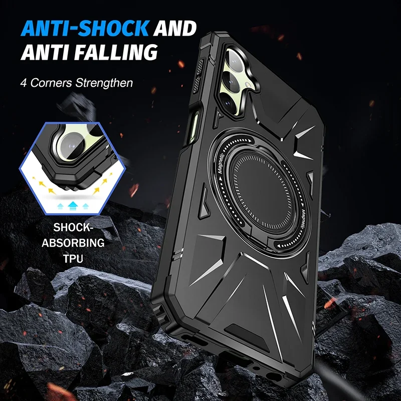 Custodia con supporto ad anello antiurto per Samsung Galaxy A55 A15 A35 5G A54 A14 A34 A05S S23 FE S24 Cover ultra rigida e resistente_voghion.com