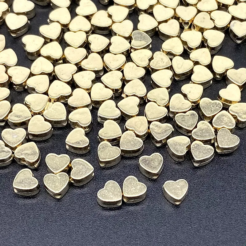 Acrylic Spacer Beads 100Pcs 6mm Star Love Heart Gold Silver Loose For Jewelry Making