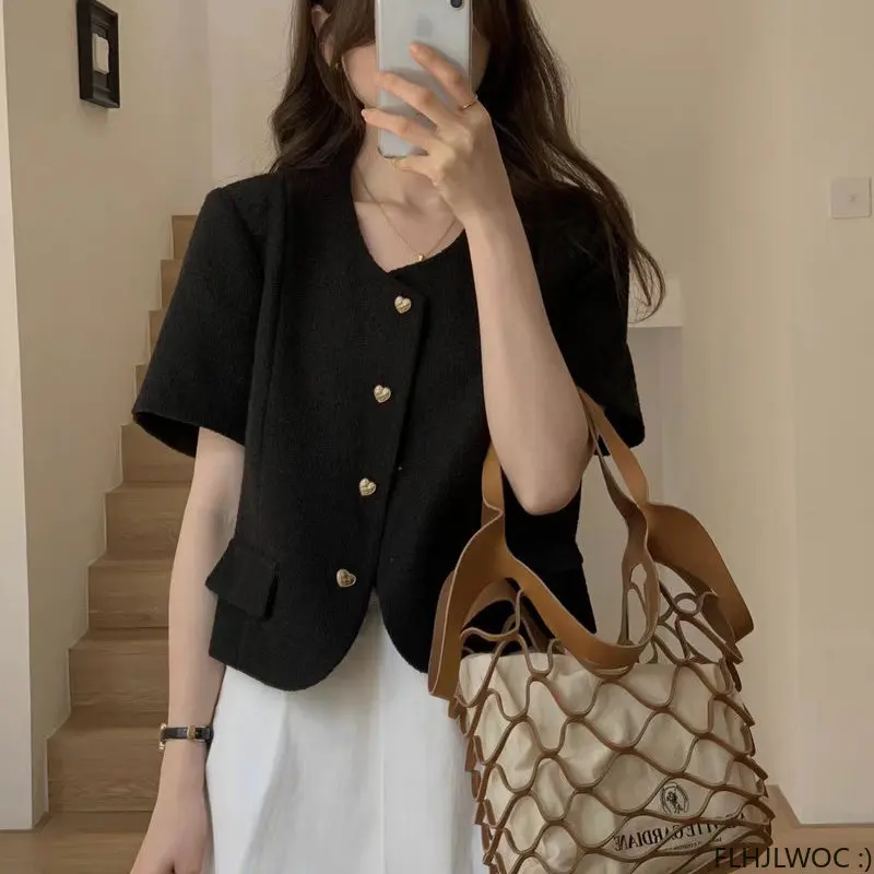Chic Korea Short Crop Tops Coats New Design Women Japan