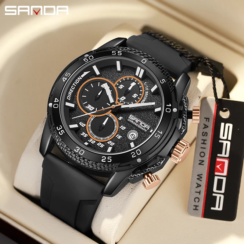 SANDA 5314 Sport Waterproof Watch For Men Fashion Date Stopwatch Quartz Wristwatch Luxury Business Original Design Male Clock