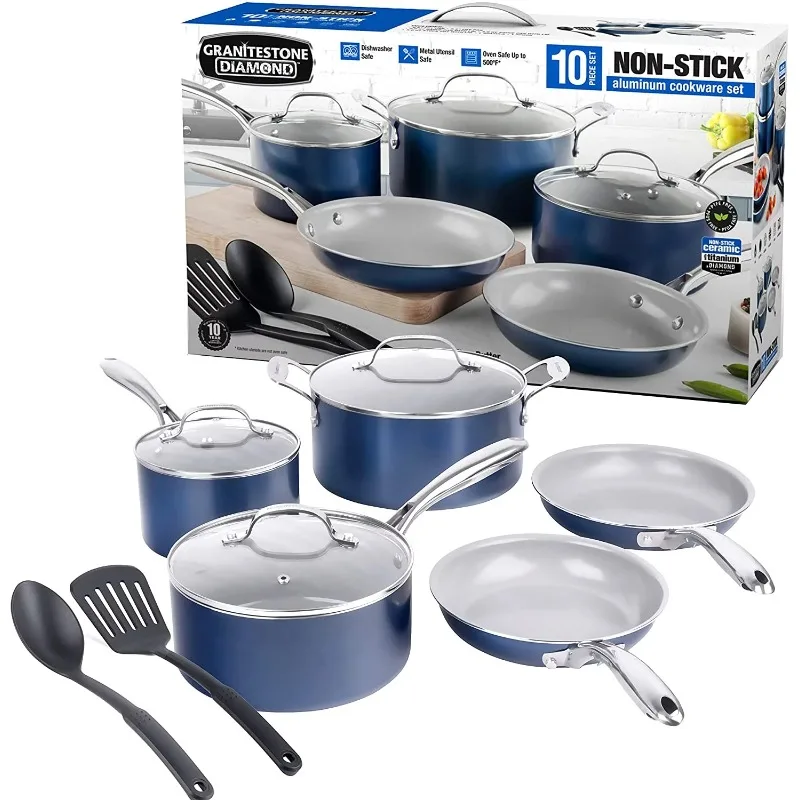 

Pots and Pans Set Ceramic Nonstick Cookware Set 10 Pcs