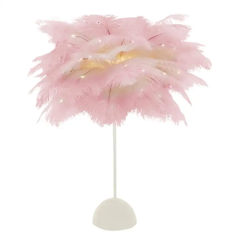 Feather LED Light Bedside Desk Lamp Elegant LED Night Light Feather Bedroom Bedside Lamp Atmosphere Night
