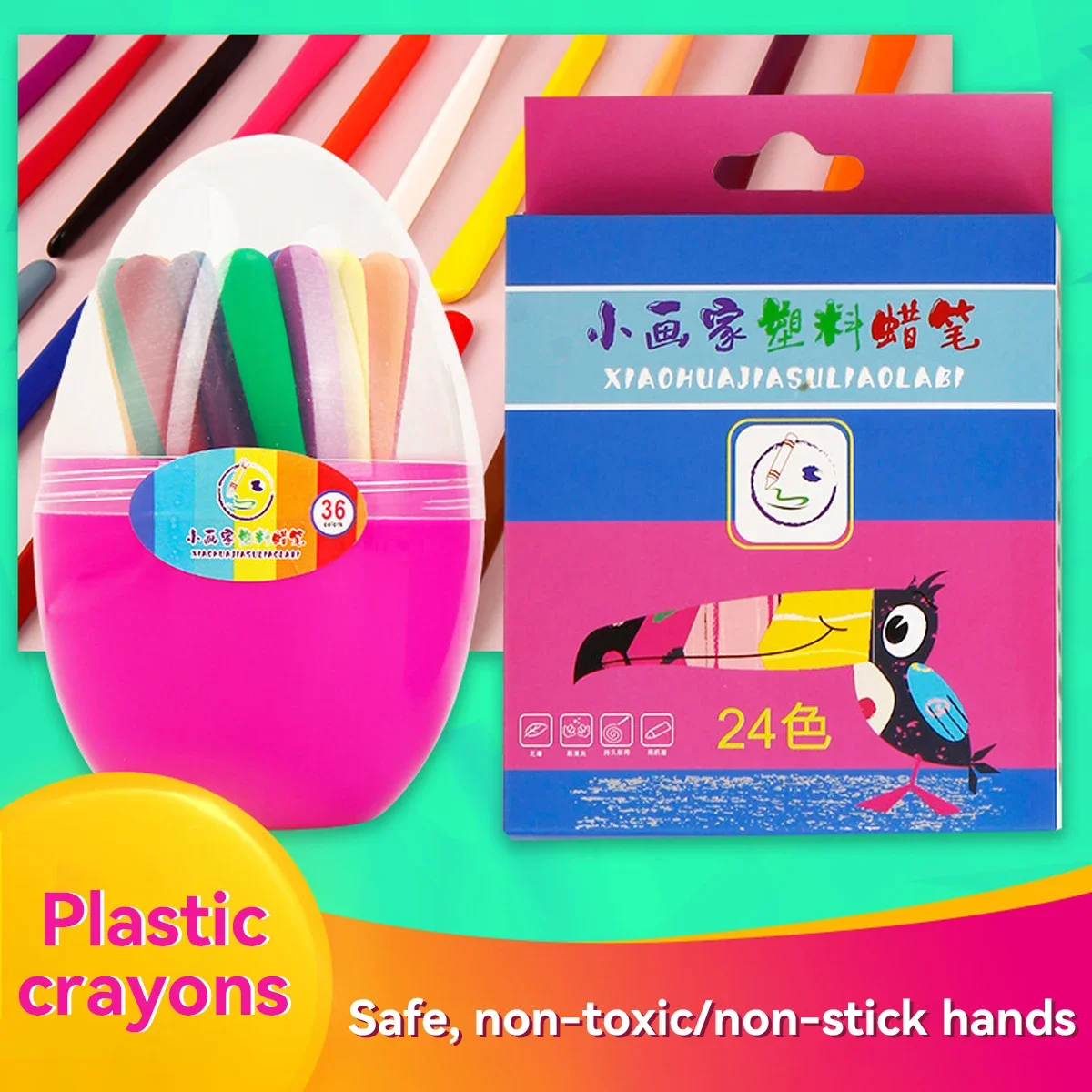 Multi-colors Plastic Triangle Crayon Set DIY Artist Supplies Hand-washable Crayons for Kids Gruesos Office Cultural Supplies 3