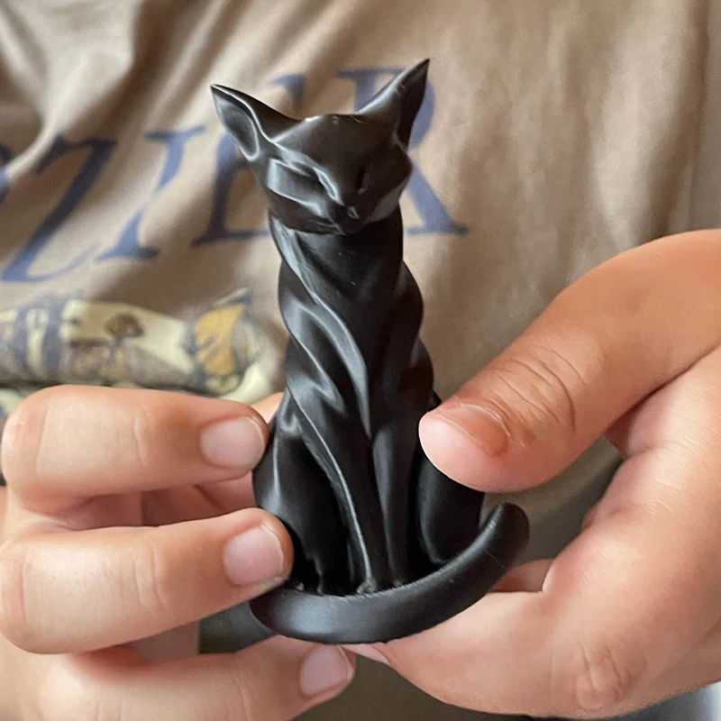 1pc Elegant Cat Sculpture With Stripes Cat Figurine Indoor/Outdoor Home Decor Charming Cat Statue Desks Bookshelves Ornament