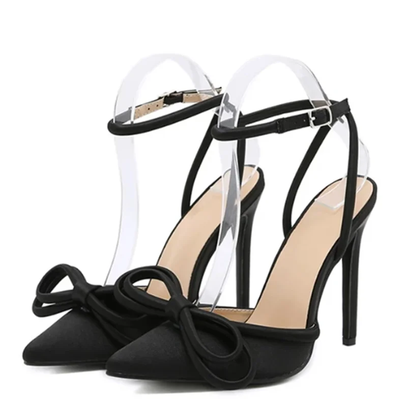NEW 2025 New Arrival Silk Woman Ankle Buckle Strap Pointed Toe Hih Heel Sandal Sexy Party Nightclub Wedding Shoes size 35-41 5