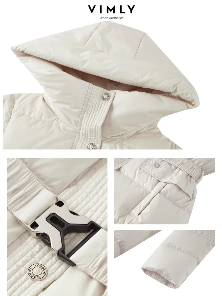 Vimly Black Puffer Duck Down Jacket Women 2023 Winter Long Down Coats Stand Collar Hooded Thick Warm Windproof Overcoats 50669