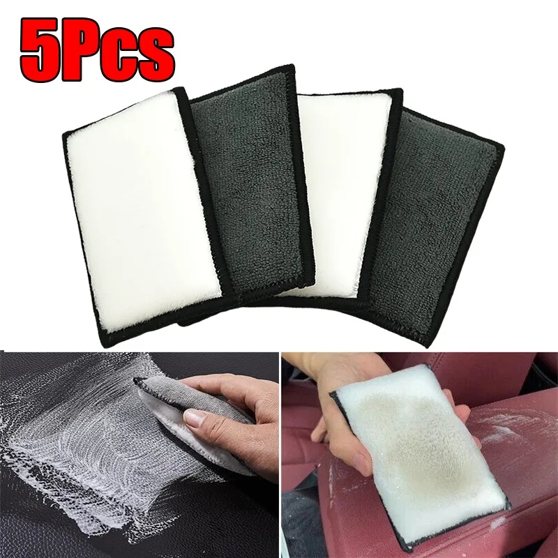 Car Cleaning Sponge 1-5Pcs Double Side for Leather Interior Car Wash Pad No Scratch Microfiber