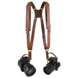 Enhanced Dual Camera Harness: Adjustable Universal Shoulder Strap (As show)
