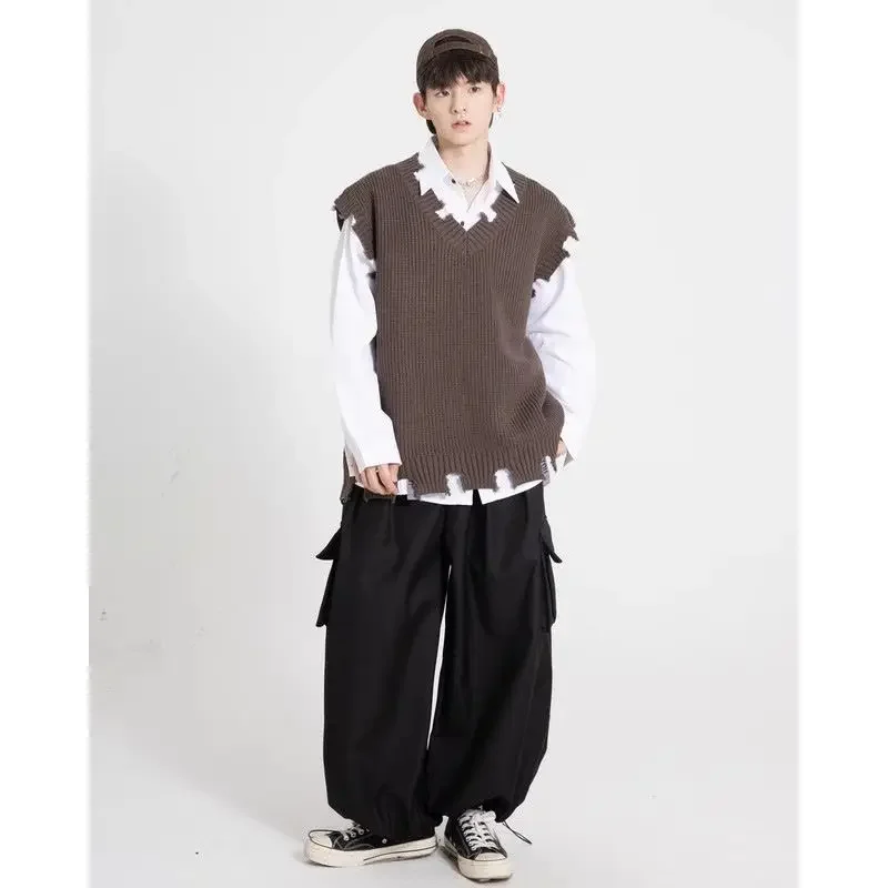 Chaleco de otoño e invierno estilo coreano suéter hombre nuevo en chalecos de punto para hombres suave moda vintage diseñador superior cachemira Y2k