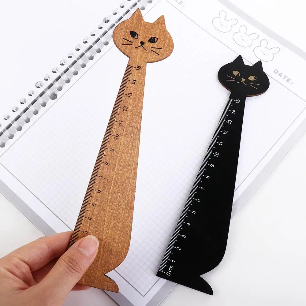 휴대용 15cm/5.9인치 나무 재질의 귀여운 가정용/학교/사무실/학생용 도구, 바느질 자, 직자, 그림 자
