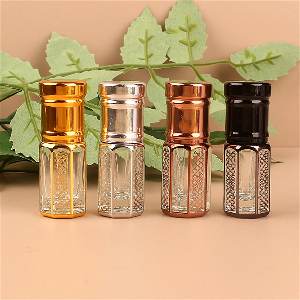 

3/6/12ml Gold Roll on Glass Essential Oil Bottle Mini Perfume Bottles Empty Refillable Bottle Vintage Bronzing Liquid Containers