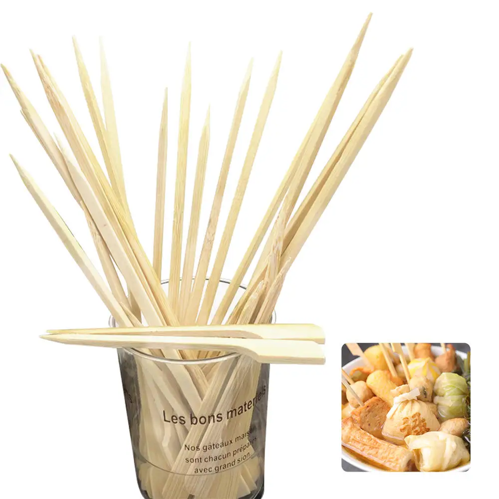 100 pieces Bamboo stick for barbecue 12cm/15cm/18cm natural stick party cocktail buffet meat and fruit Barbecue Skewers Bbq Grilling Accessories