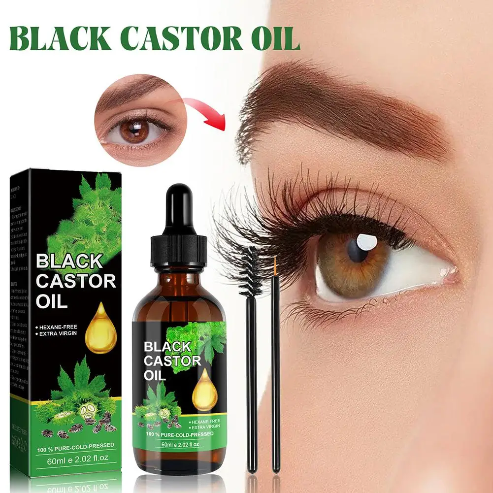 

60ml Black Castor Oil Nourishes Skin Massage Essential Oil Eyebrows Growth Prevents Skin Aging Hair Care Products hot