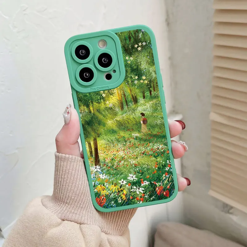 Charming Cartoon Green Lawn Soft Phone Case – Vintage Cute Suburban Relaxation Design