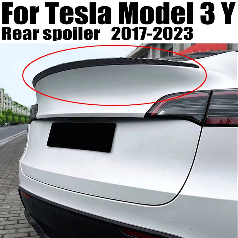 

For Tesla Model 3 ModelY 2017-2023 P Style Tail Carbon Glossy Black ABS Rear Trunk Lid Car Spoiler Wings Car Styling Accessories