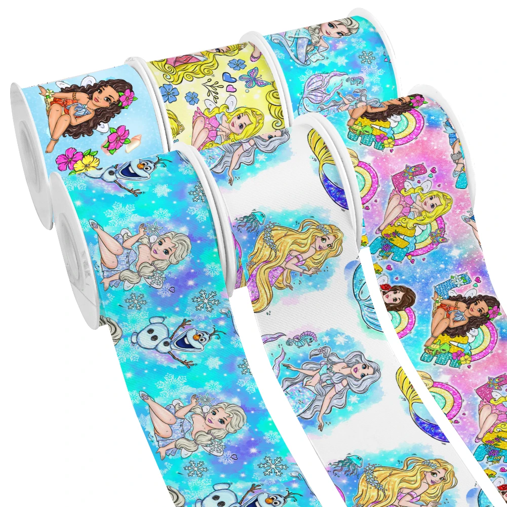 

10 ярдов, атласная лента в рубчик с принтом «Принцесса Диснея»