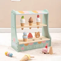 Wooden children's artificial ice cream cone ice cream model accessories mini sale table Home ice cream shop toys 1