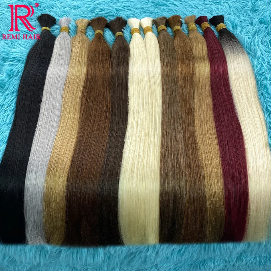 여성용 실제 인모 벌크, 씨실 없는 스트레이트 버진 베트남 인모 익스텐션, 땋기..