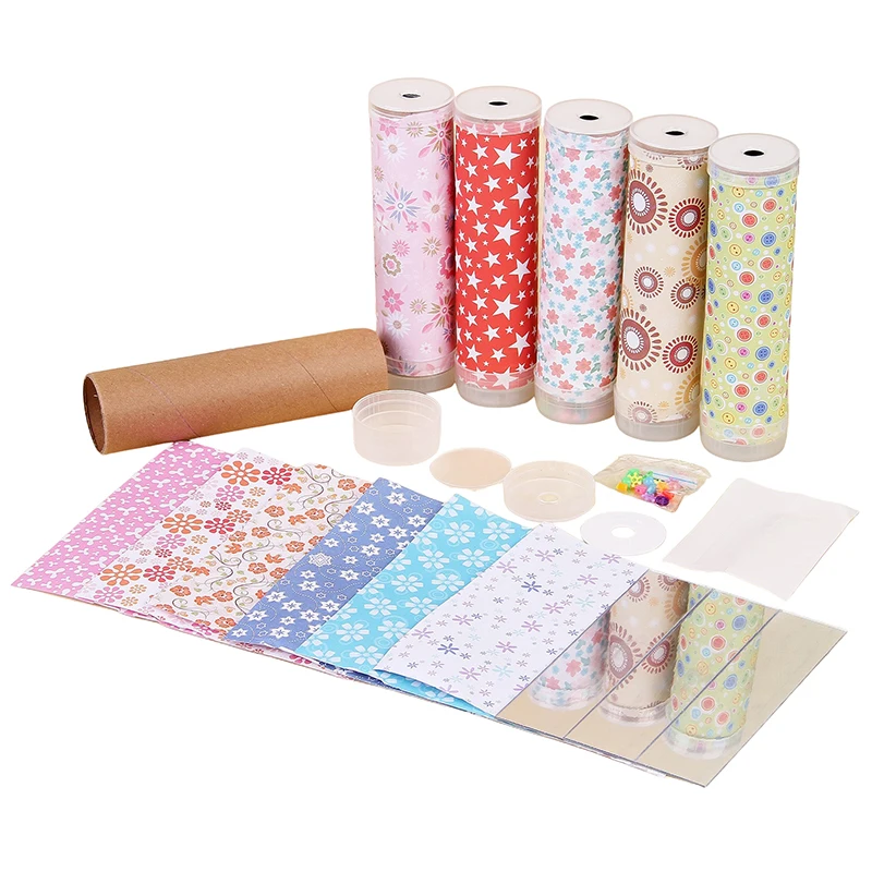 1Set Random DIY Rotating Kaleidoscope Material Kit Kindergarten Scientific Experiment Teaching Tool DIY Toy For Children Gift