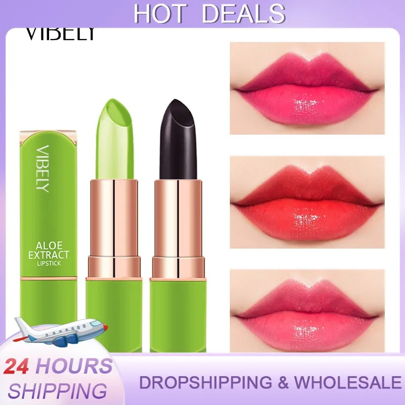 

1Pc Aloe Vera Lip Balm Color Changing Hydrating Moisturizing Long Lasting Lips care Natural Makeup Lipstick TSLM1