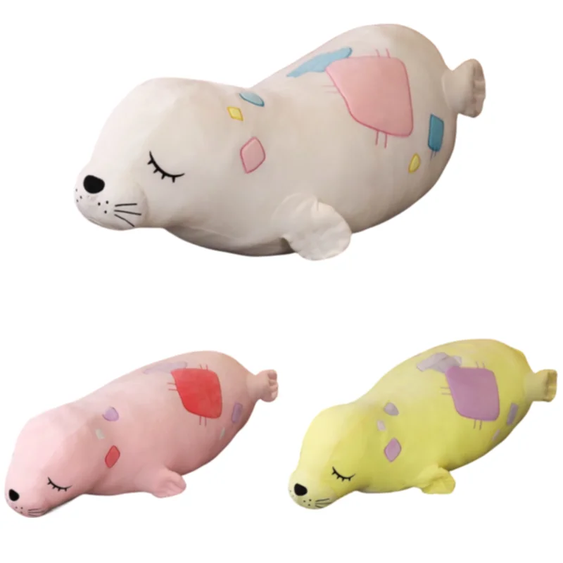 50/90CM Lovely Creative Colorful Seal Soft Plush Toy Smoothing Doll Sofa Pillow Decoration Girls Kids Birthday Christmas Present 40 pcs box mini cartoon paper sticker decoration decal diy album scrapbooking seal sticker kawaii stationery gift material escol