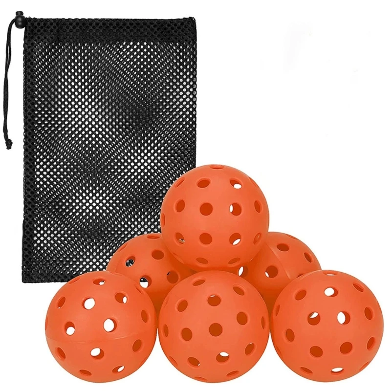 G92F Pickleball Balls 6 Pack with Mesh Bag Outdoor Pickle Balls Sets Consistent Bounce Durability