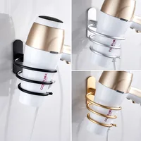 Perforated Space Aluminum Hair Dryer Holder Wall-mounted Household Bathroom Storage Shelf 1