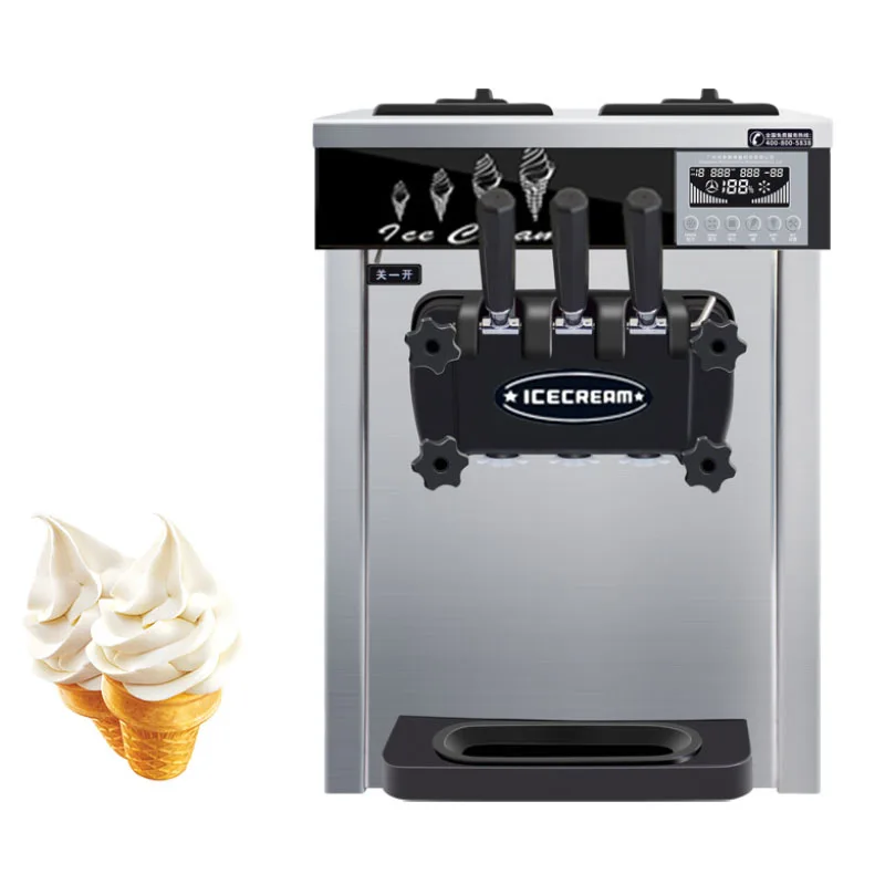 

Ice Cream Maker Commercial Three Flavors Freeze Large Capacity Stainless Steel Milk Tea Shop Cold Drink Cone Machine