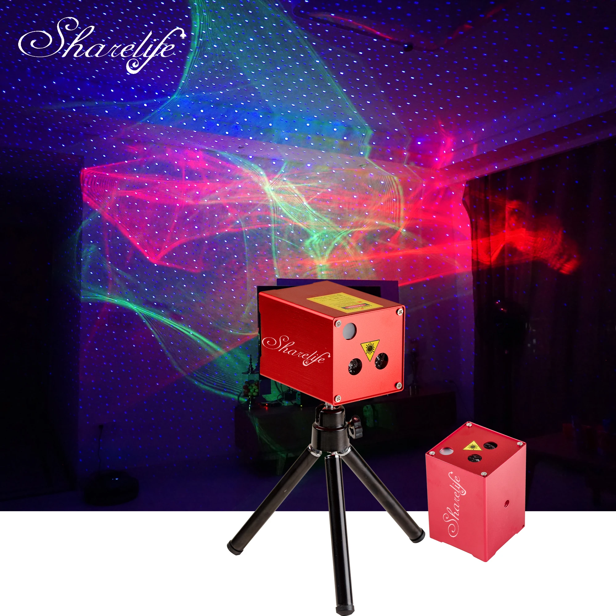 

Sharelife Portable RG Hypnotic Aurora Blue Star Laser Projector Lights Battery Tripod DJ Party Outdoor Stage Lighting Effect AS1