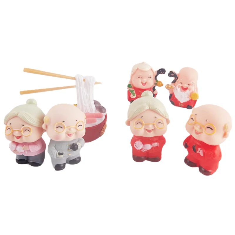 

1Pair Cute Longevity Grandparents Cake Decoration Party Cake Topper Ornaments