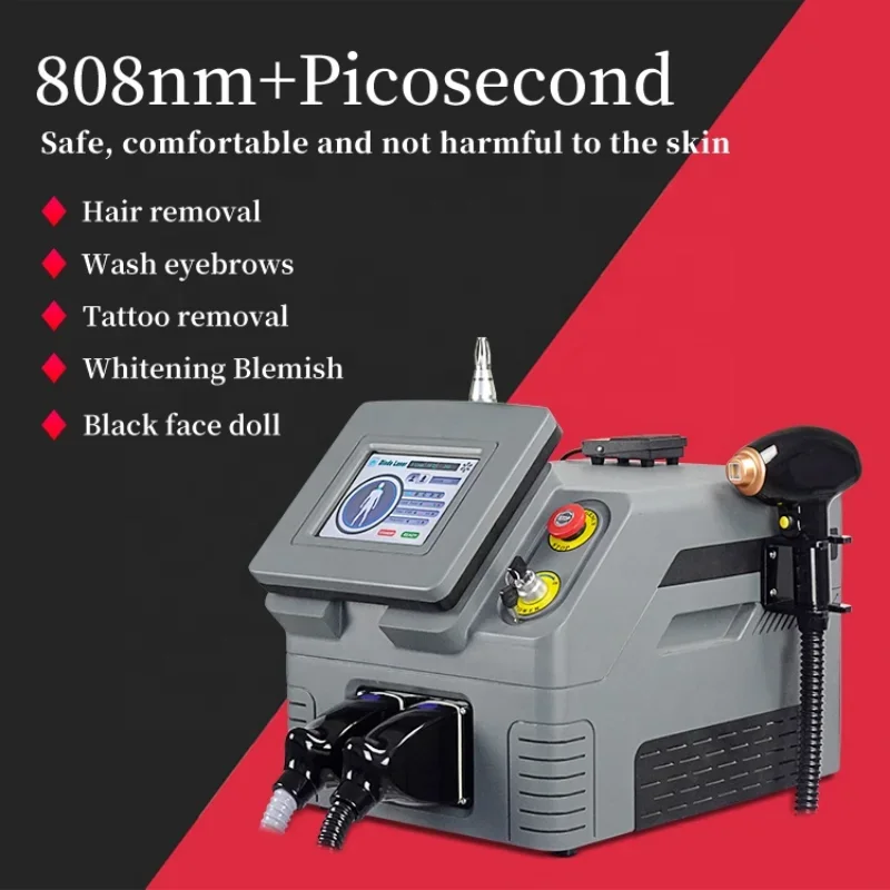 

2024 2 in 1 Portable Picosecond Beauty Machine Permanent Hair Tattoo Removal Q Switched Nd Yag 808Nm Diode Laser Epilator