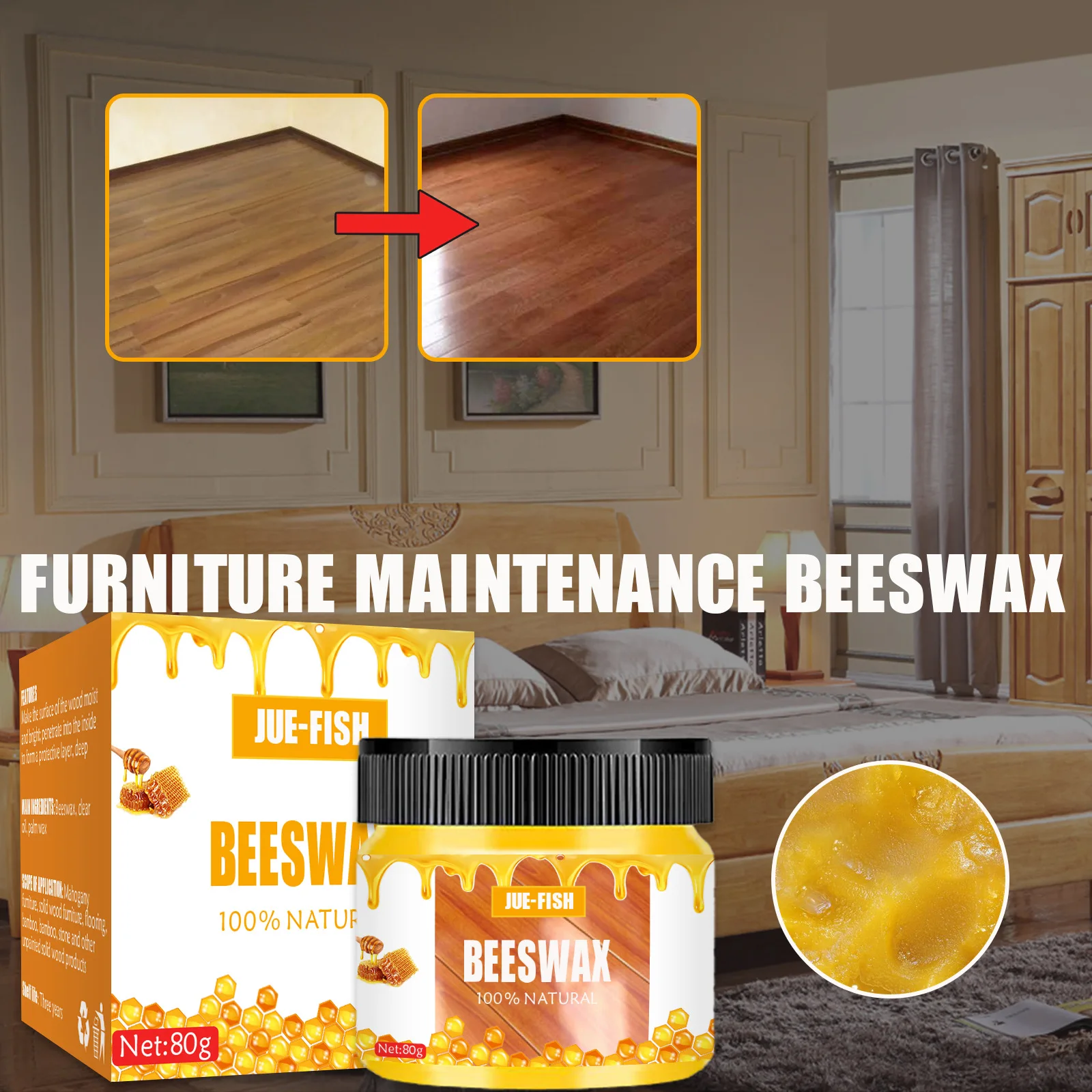 Beeswax Wood Furniture Floor Brightening Wear Polishing Clean Scratches