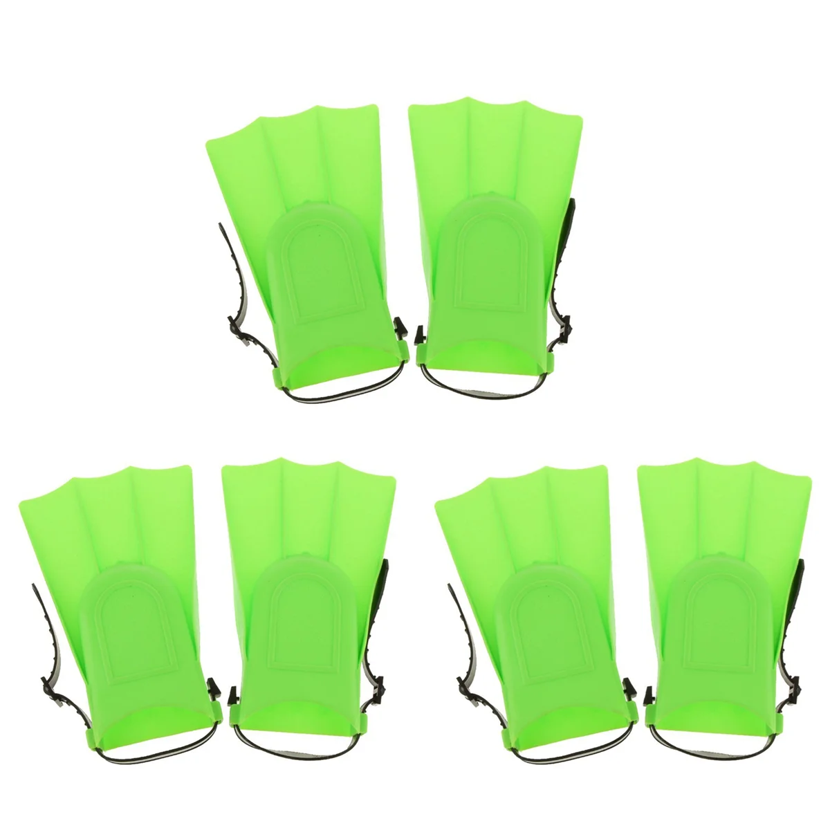 BAAU 6x Kids Adults Adjustable Fins Swimming Diving Swimming Fins-Green, S: 25-30