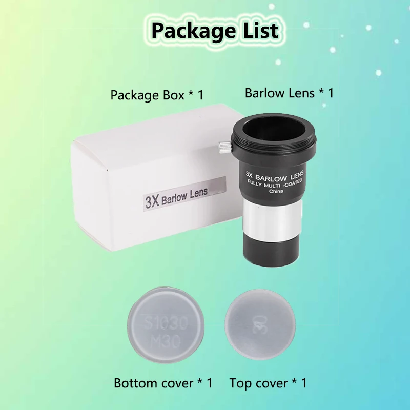 3-Piece Telescope Barlow Lens Set - 2X, 3X, 5X Magnification For 1.25 Inch Eyepieces 5 thumbnail image