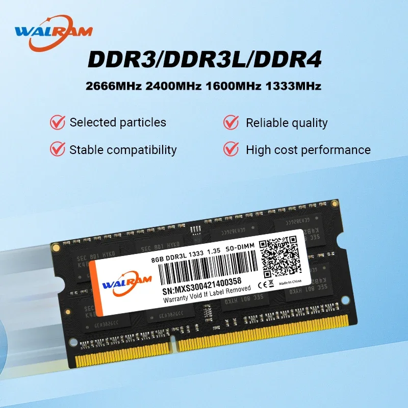 WALRAM Memoria Ram DDR3 DDR3L 8GB 4GB Ram DDR4 16GB 3200MHz 2666MHz 2400MHz 1600MHz Sodimm Interne Geheugen Voor Laptop Notebook