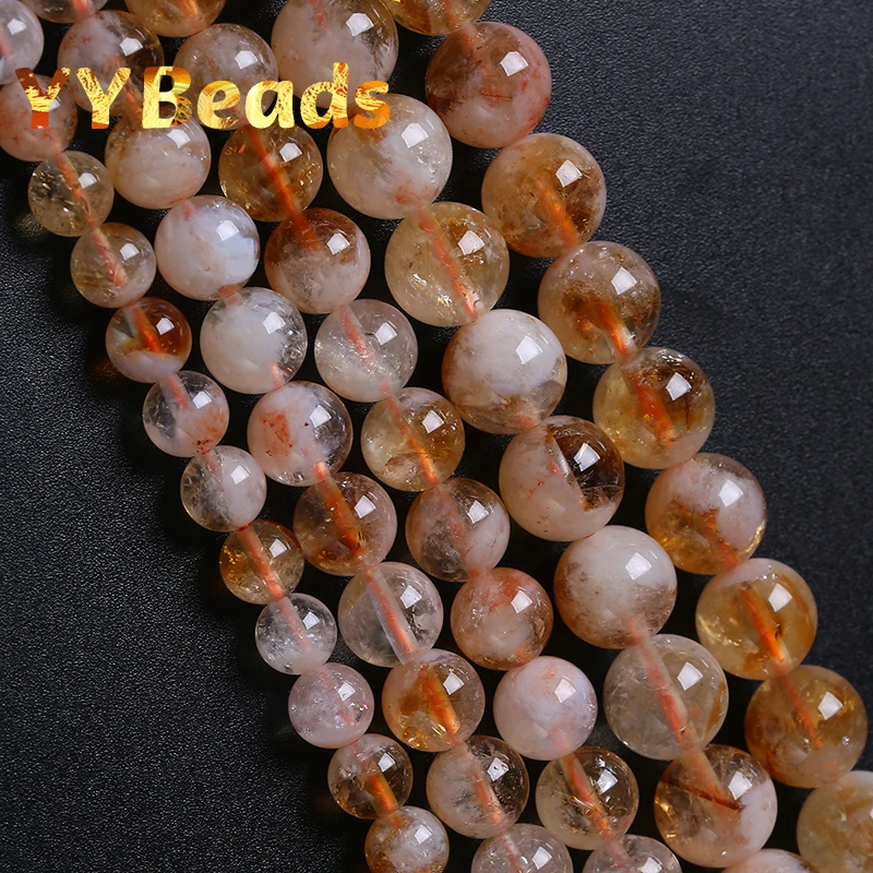

Genuine Natural Citrine Yellow Crystal Quartz Beads Round Loose Beads For Jewelry Making DIY Bracelets Necklace 6 8 10mm 15"inch