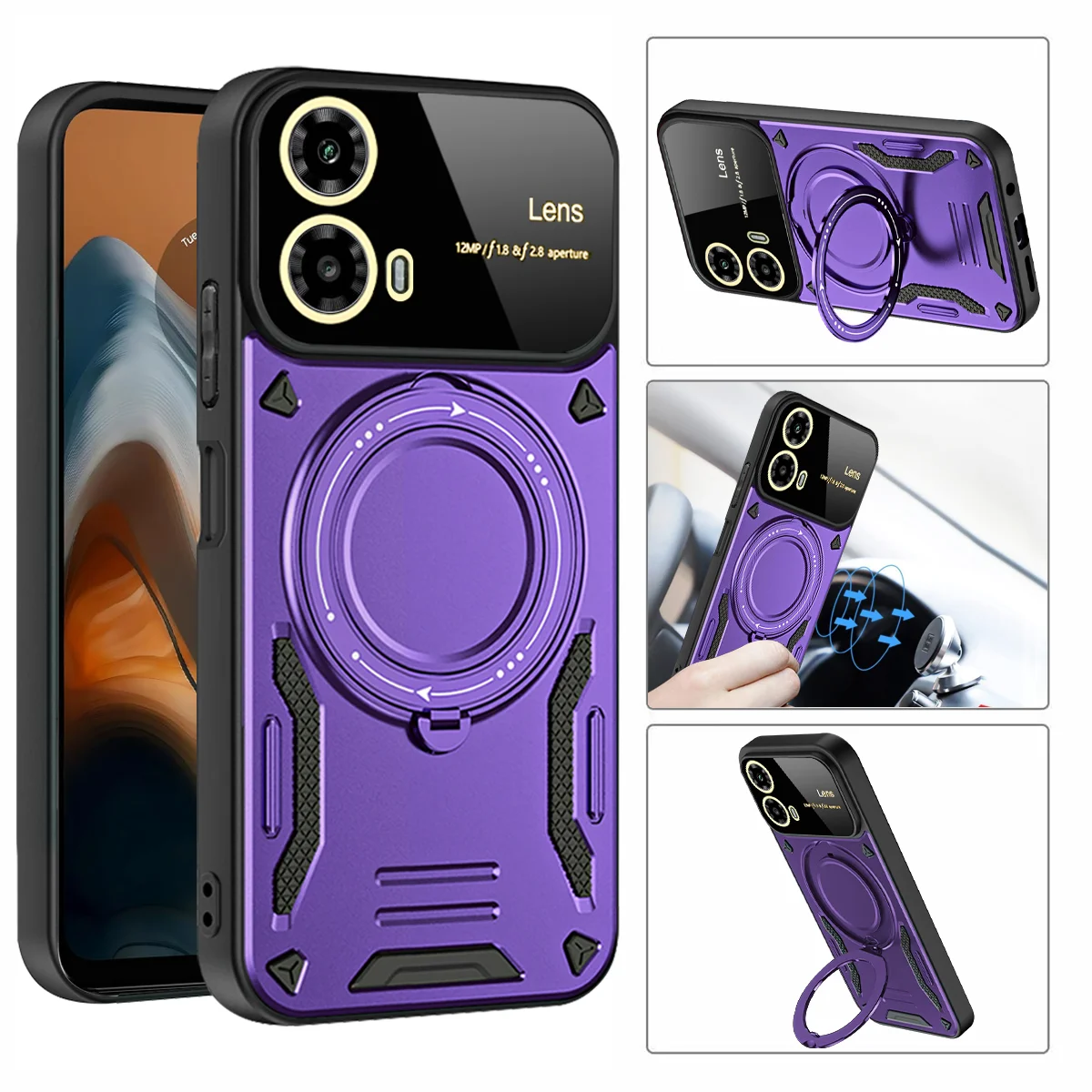 Enhanced Magnetic Stand Military Grade Shockproof Armor Case with Magsafe Compatibility
