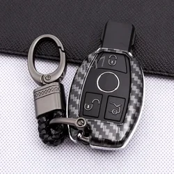 Premium Carbon Fiber Car Key Fob Cover with Keychain (1x Key Case Key cha)