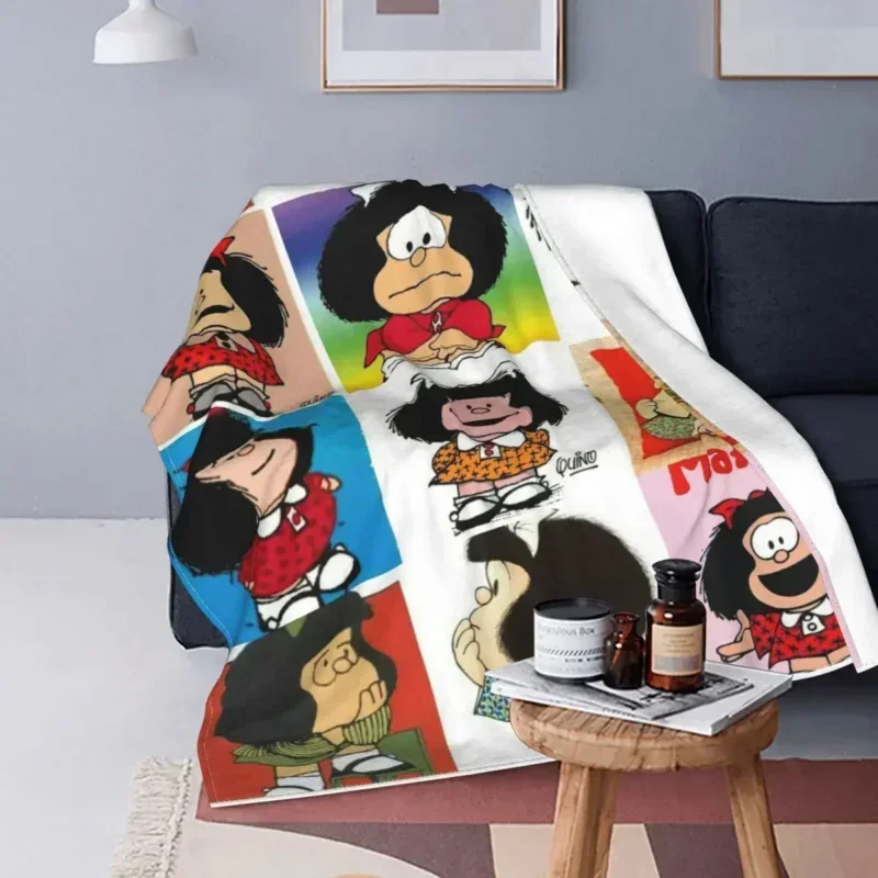 Mafalda Blankets Flannel Summer Air Conditioning Cartoon Anime Throw Blanket for Bed Car Plush Thin Quilt picnic blanket 2