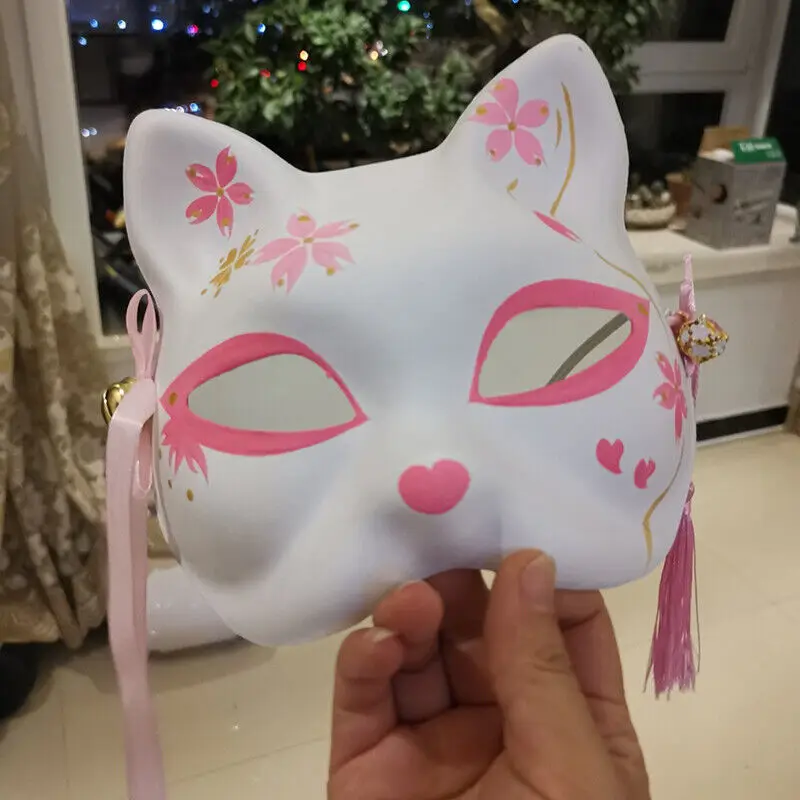 Yarizm Cat Mask White Paper Blank Hand Painted Face Indonesia